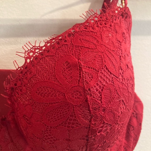 AERIE Sz 34C Padded Deep Plunge Adjustable Straps and Back J-Hook Lace Bra NEW - Picture 3 of 8